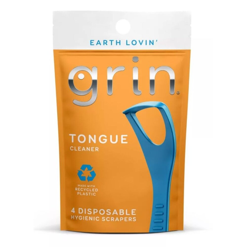 Grin Tongue Cleaner Disposable Hygienic Scrapers Made With Recycled Plastic 4-Pa